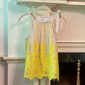 David Meister tank top. Size XS. Beige with yellow embroidered accent.